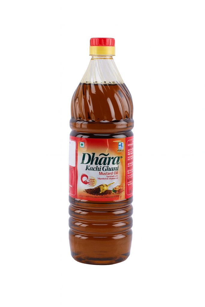 DHARA Kachi Ghani Mustard Oil Bottel (Sarson Tel)  (1 L) 