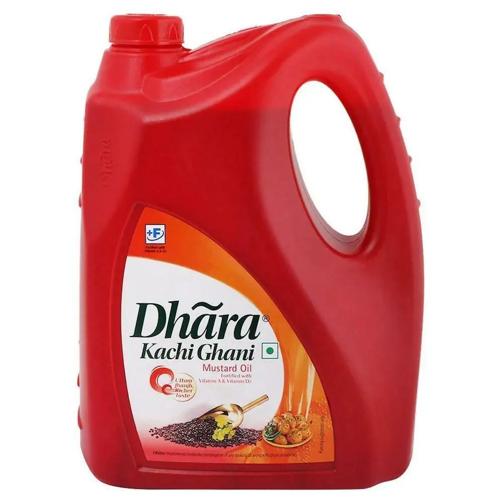 DHARA Kachi Ghani Mustard Oil Jar (Sarson Tel)  (5 L) 