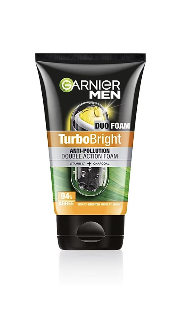 Garnier Men Turbo Bright Double Action, with Vitamin C and Charcoal Face Wash  (150 g)