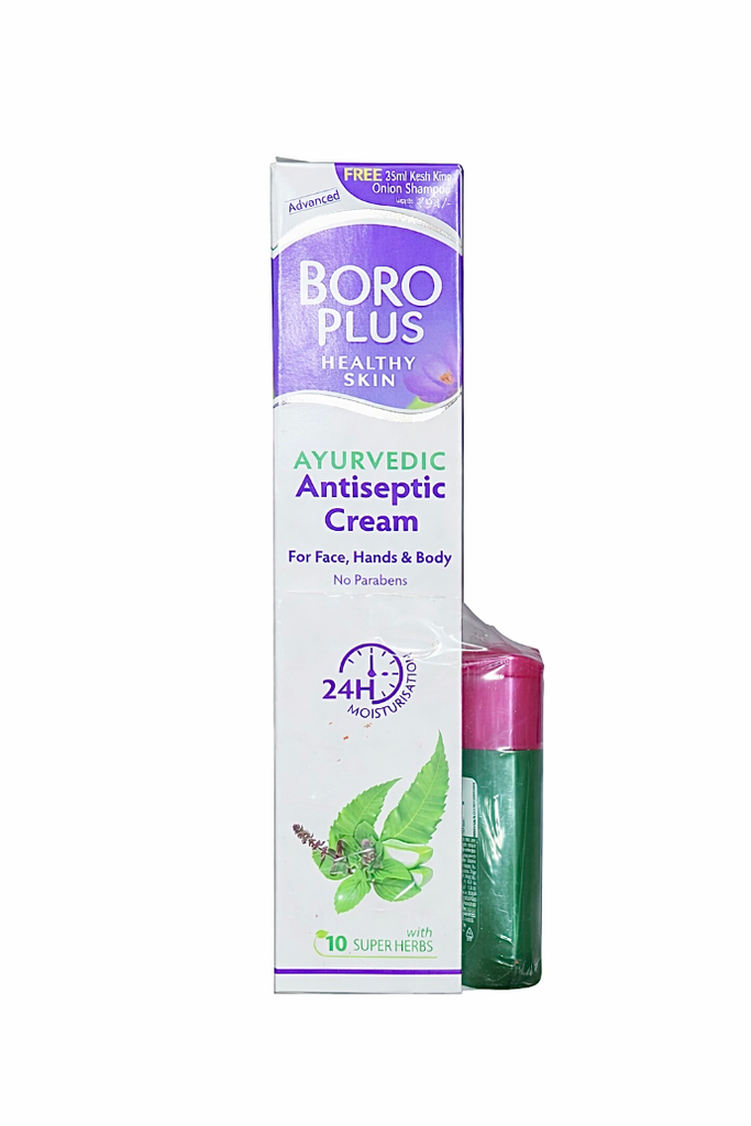 BOROPLUS Ayurvedic Antiseptic Cream with 10 super herbs and 24 hrs Moisturisation (120ml) Free shampoo