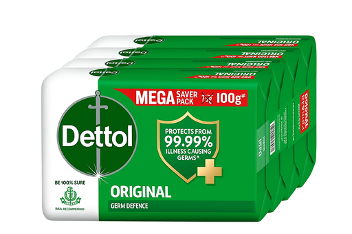 Dettol Original Bathing Soap Bar with 12 HR protective shield  (4 x 100 g) 