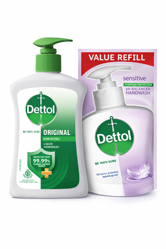Dettol Original Liquid Hand Wash Pump Dispenser (200ml +175 ml) 