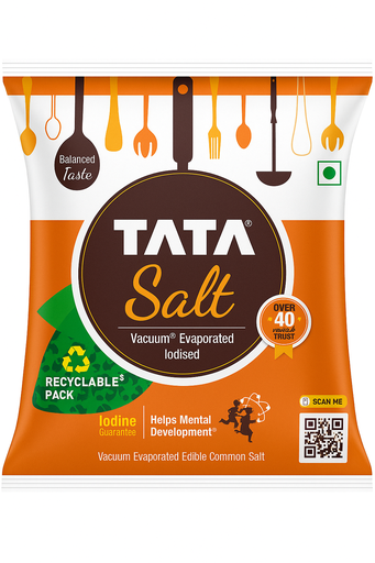 Tata Salt Free Flowing and Iodised Namak, Vacuum Evaporated (Iodine Namak)  (1 kg)