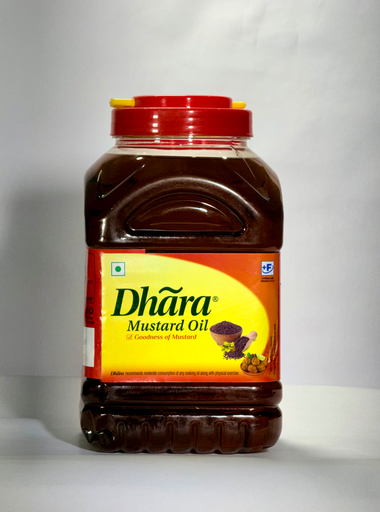 DHARA Kachi Ghani Mustard Oil Jar (Sarson Tel)  (2 L) 