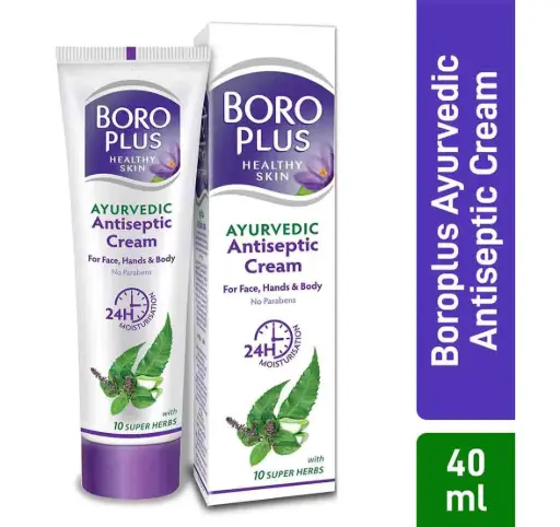 BOROPLUS Ayurvedic Antiseptic Cream with 10 super herbs and 24 hrs Moisturisation (40 ml)
